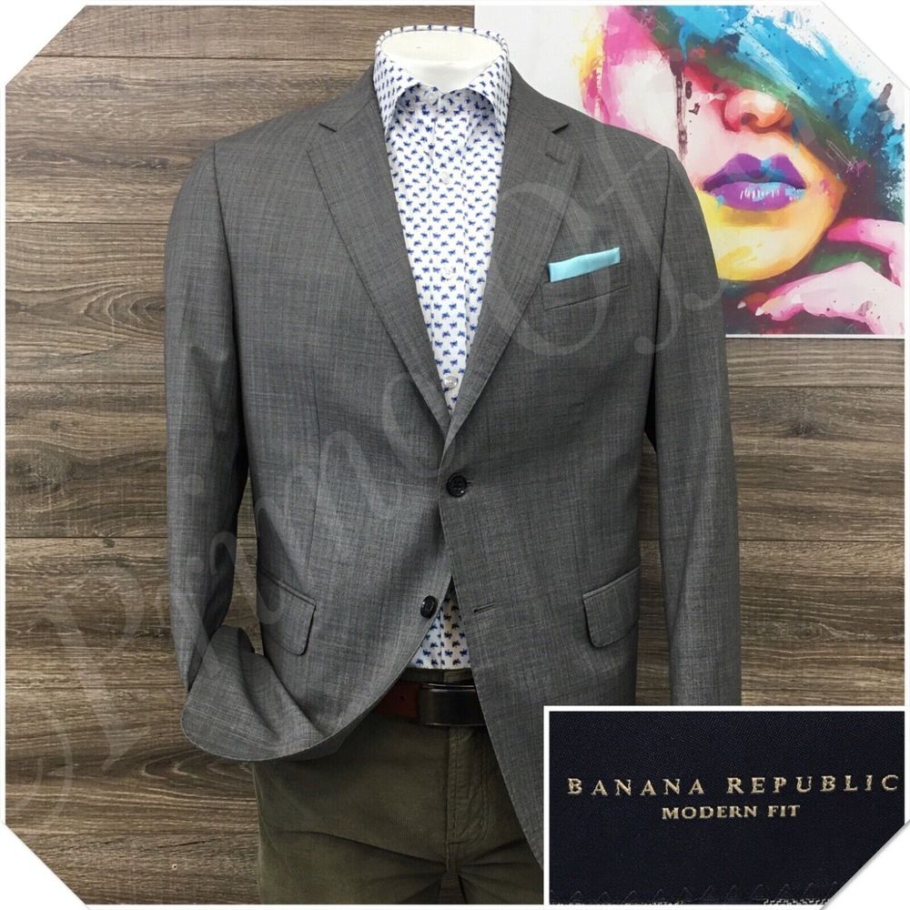 BANANA REPUBLIC Mens Blazer Sport Coat Casual Jacket Size 44R Modern Wool‎ Suit